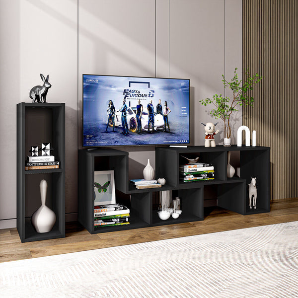Support TV réglable en 3 pièces pour téléviseurs jusqu'à 65 pouces avec étagères