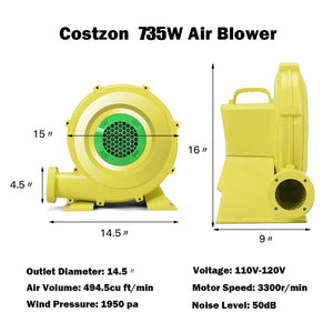 Souffleur à air de 735 W 1 HP pour maison de rebond gonflable