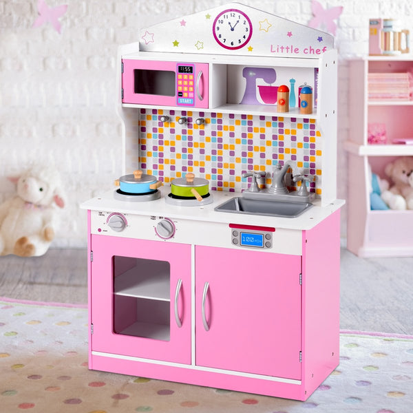 Wooden Play Kitchen Set for Children, Kitchenware Set, Play Kitchen Toys for Toddlers, Gift - Pink