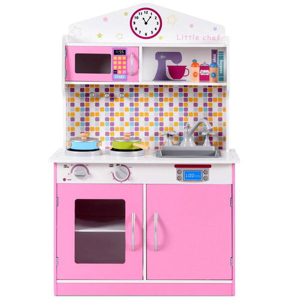 Wooden Play Kitchen Set for Children, Kitchenware Set, Play Kitchen Toys for Toddlers, Gift - Pink