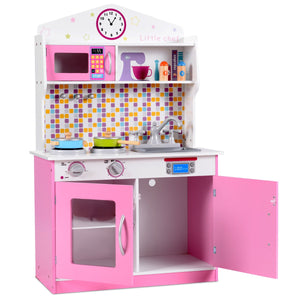 Wooden Play Kitchen Set for Children, Kitchenware Set, Play Kitchen Toys for Toddlers, Gift - Pink