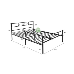 Cadre de lit en métal avec tête de lit et pied de lit - Queen size