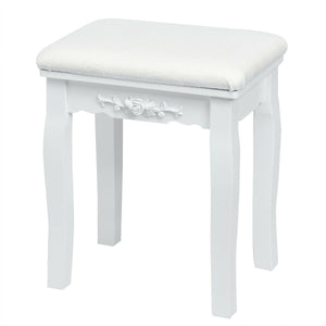 Ensemble de table de vanité à 10 lumières avec tabouret rembourré - Blanc