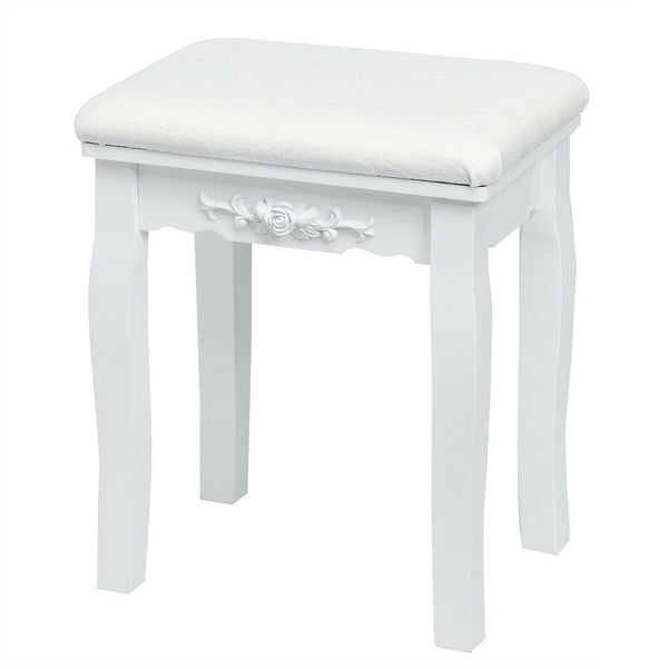 Ensemble de table de vanité à 10 lumières avec tabouret rembourré - Blanc
