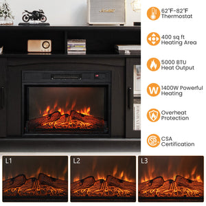 Meuble TV avec cheminée électrique 1400 W - Noir