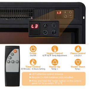 Meuble TV avec cheminée électrique 1400 W - Noir