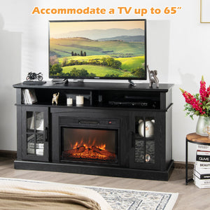 Meuble TV avec cheminée électrique 1400 W - Noir