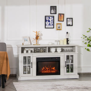 Meuble TV avec cheminée électrique 1400 W - Noir
