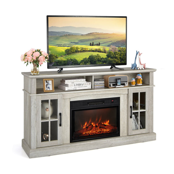 Meuble TV avec cheminée électrique 1400 W - Noir