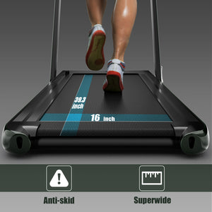 2-in-1 Folding Treadmill with Bluetooth Speaker Remote Control - Green
