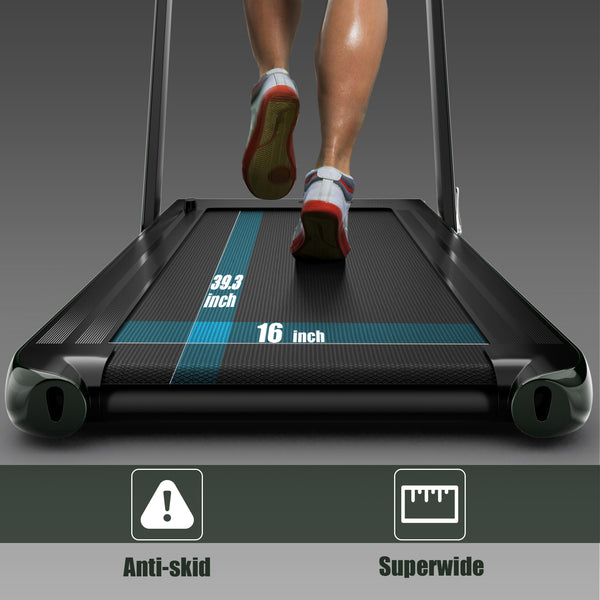 2-in-1 Folding Treadmill with Bluetooth Speaker Remote Control - Green