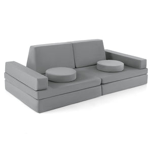 8-Piece Children's Play Sofa with Carrying Handle - Grey