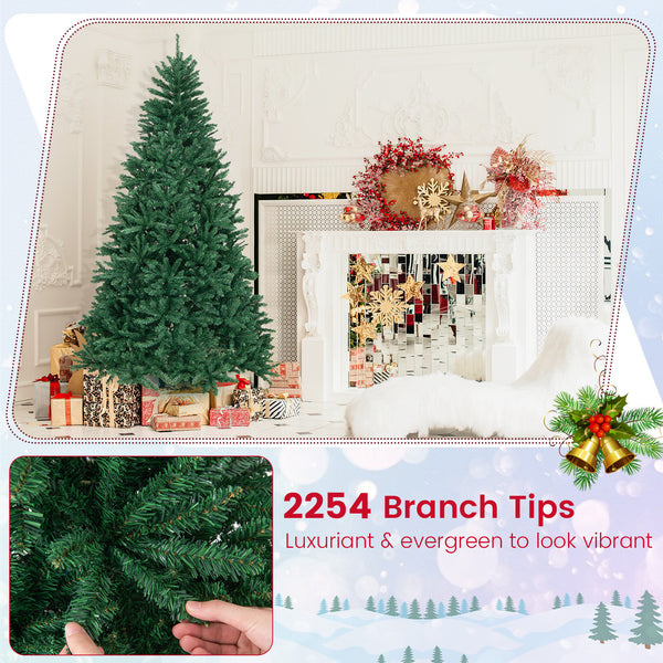 7.5ft Hinged Artificial Christmas Tree with Sturdy Metal Stand