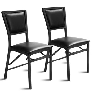 Set of 2 folding metal dining chairs