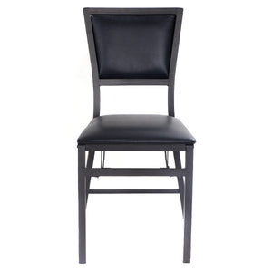 Set of 2 folding metal dining chairs