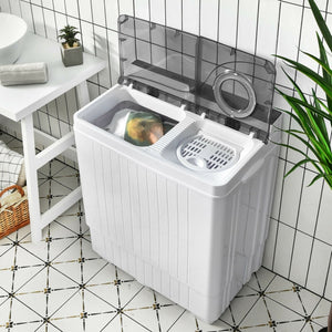 Machine à laver semi-automatique portable de 26 livres avec pompe de vidange intégrée - Bleu