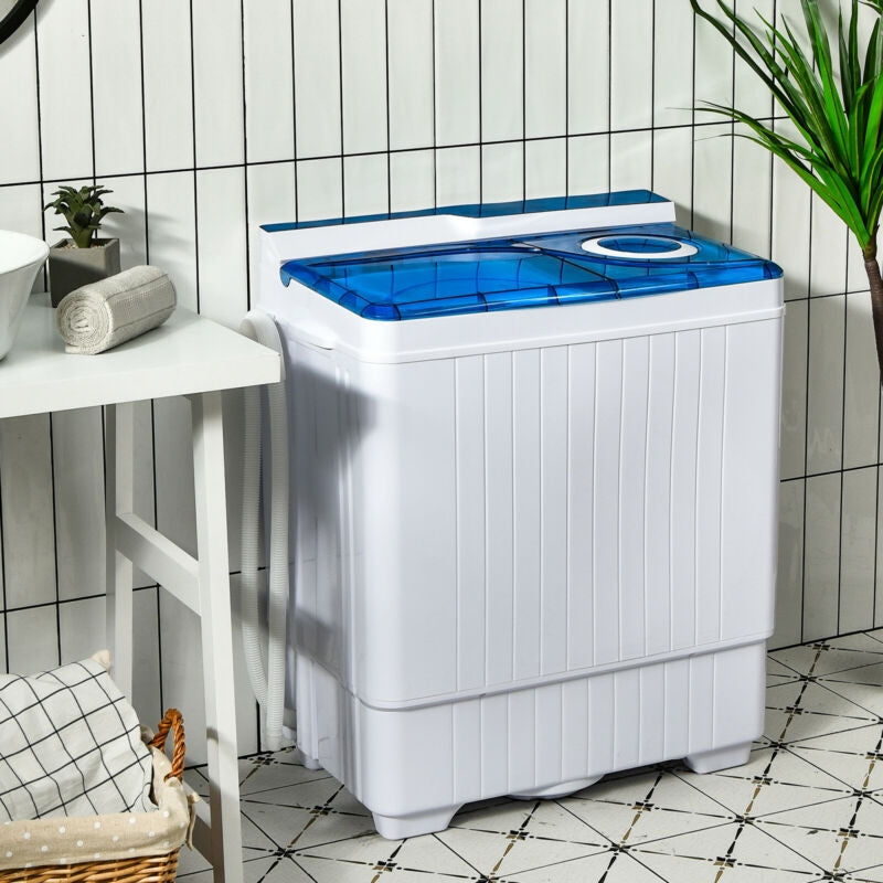 Machine à laver semi-automatique portable de 26 livres avec pompe de vidange intégrée - Bleu