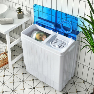 Machine à laver semi-automatique portable de 26 livres avec pompe de vidange intégrée - Bleu