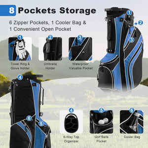 Golf trolley bag with 6 compartments for carrying - Blue