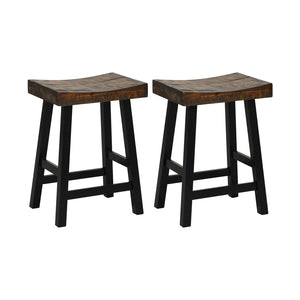 Ensemble de 2 tabourets de comptoir en bois massif de 24 po avec assise incurvée et repose-pieds