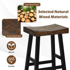Ensemble de 2 tabourets de comptoir en bois massif de 24 po avec assise incurvée et repose-pieds