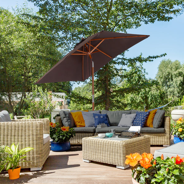 6.6-foot square parasol with tilt mechanism, coffee color 