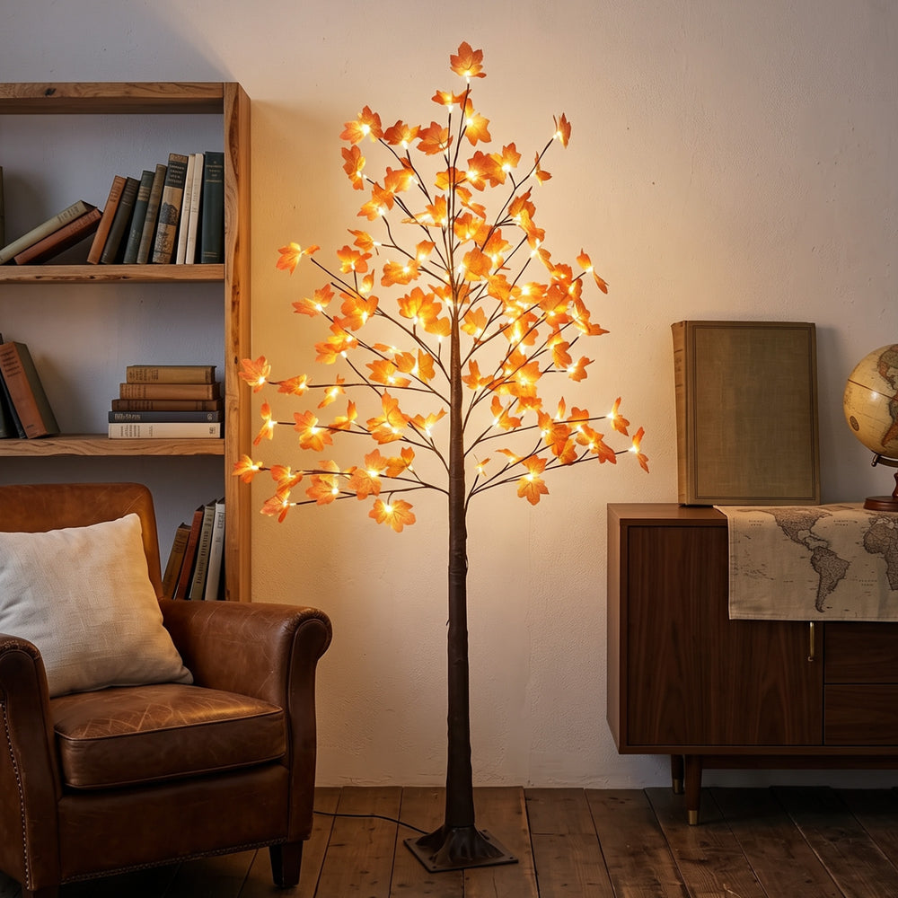 Érable artificiel lumineux de 6 pi avec 96 lumières DEL blanc chaud et minuterie