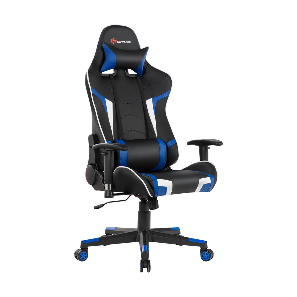 Fauteuil de jeu de massage pivotant inclinable avec support lombaire-bleu