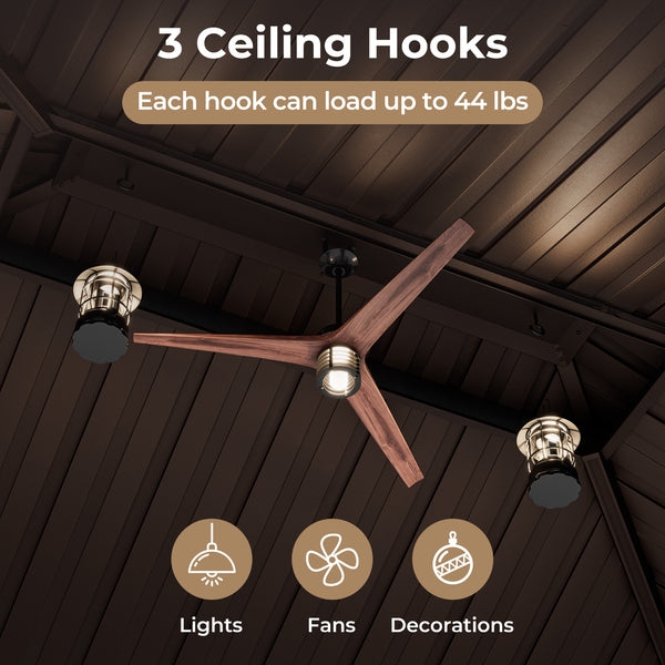 Gazebo à toit rigide à double toit de 12 pi x 16 pi avec toit en acier galvanisé - Café