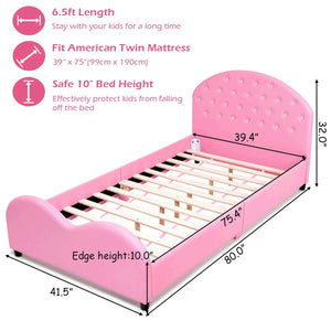 Lit de princesse en bois avec plate-forme rembourrée pour enfants