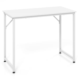 Small 40-inch computer desk with sturdy metal frame - White