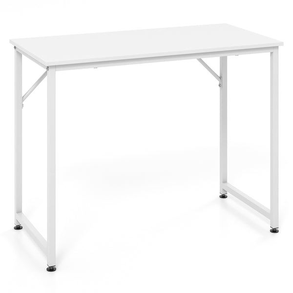 Small 40-inch computer desk with sturdy metal frame - White