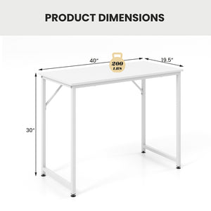 Small 40-inch computer desk with sturdy metal frame - White