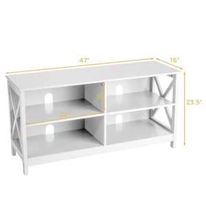White 47" TV stand with open storage