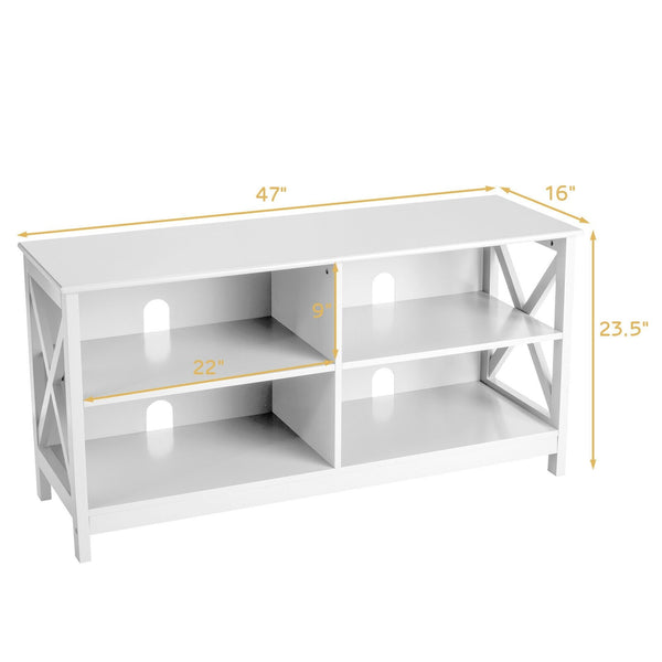 White 47" TV stand with open storage