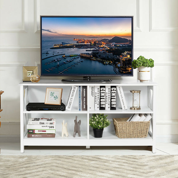 White 47" TV stand with open storage