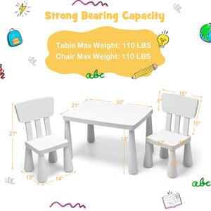 3-Piece Children's Table and Chair Set - White