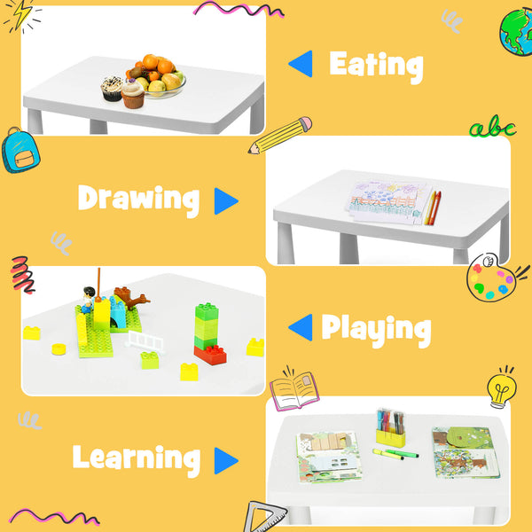 3-Piece Children's Table and Chair Set - White