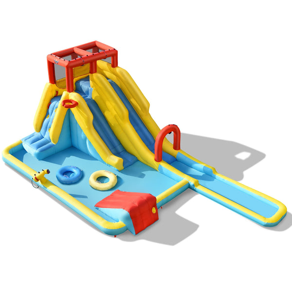 Parc aquatique gonflable à double toboggan avec souffleur d'air de 735 W