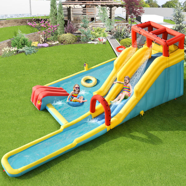 Parc aquatique gonflable à double toboggan avec souffleur d'air de 735 W