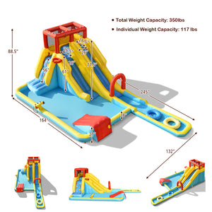 Parc aquatique gonflable à double toboggan avec souffleur d'air de 735 W