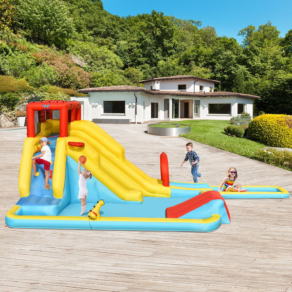 Parc aquatique gonflable à double toboggan avec souffleur d'air de 735 W