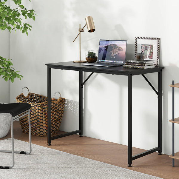 L-shaped computer desk and writing workstation for home and office - Black