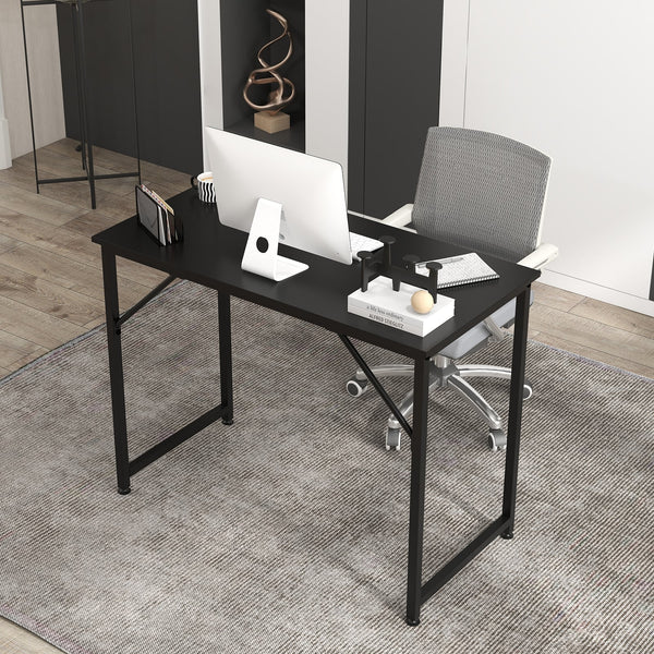 L-shaped computer desk and writing workstation for home and office - Black