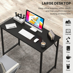 L-shaped computer desk and writing workstation for home and office - Black