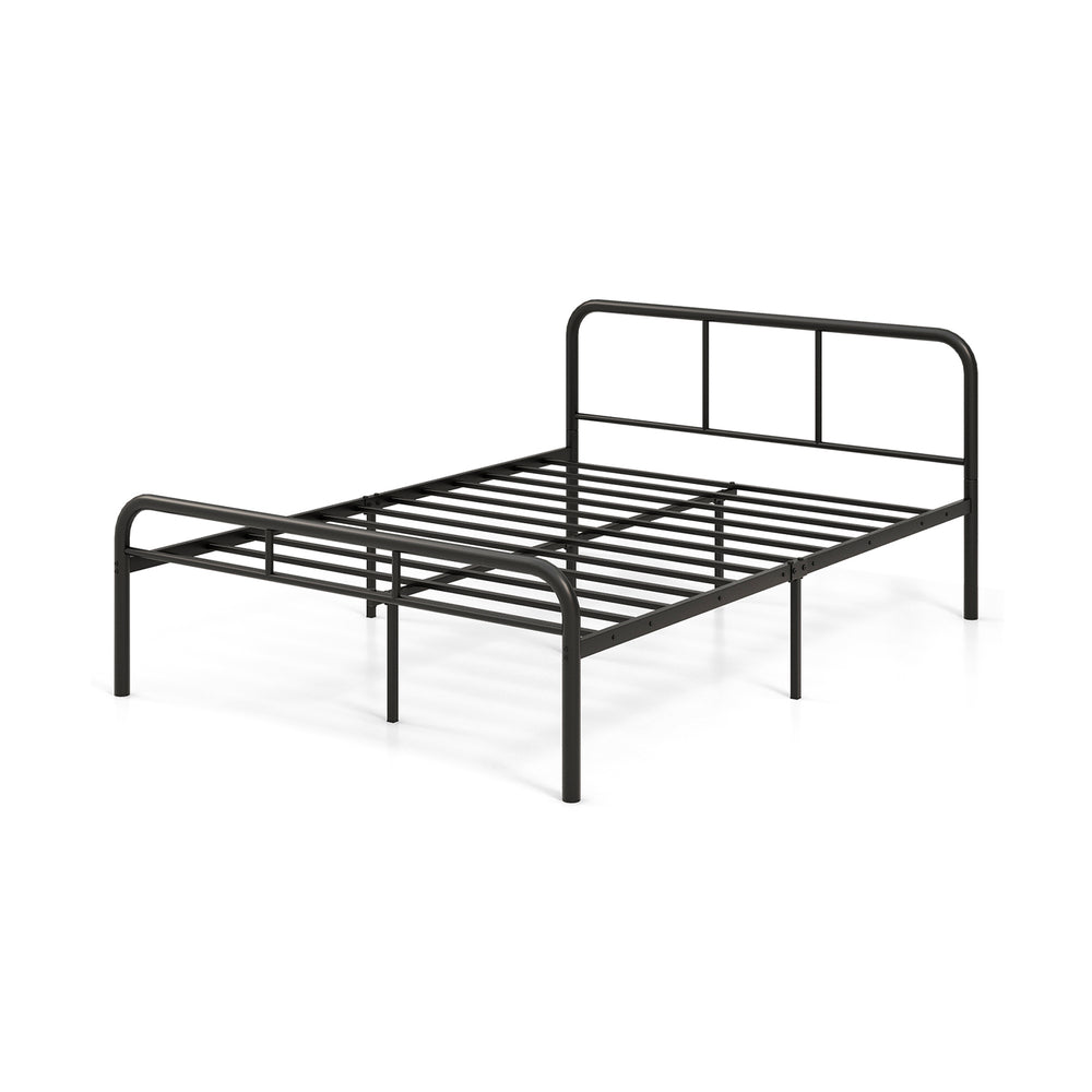 Complete bed frame with headboard and footboard, no box spring required - Black