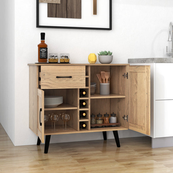 Buffet à 2 portes avec tiroir pour 6 bouteilles de vin