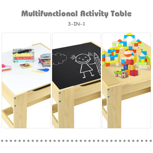 Children's table and chair set with storage boxes, blackboard, whiteboard, natural drawing