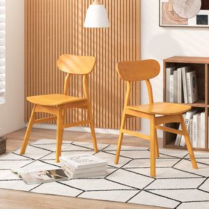 Lot de 2 chaises de salle à manger modernes avec dossier et assise incurvés - Naturel