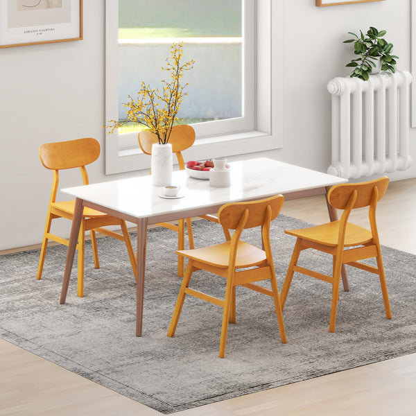 Lot de 2 chaises de salle à manger modernes avec dossier et assise incurvés - Naturel